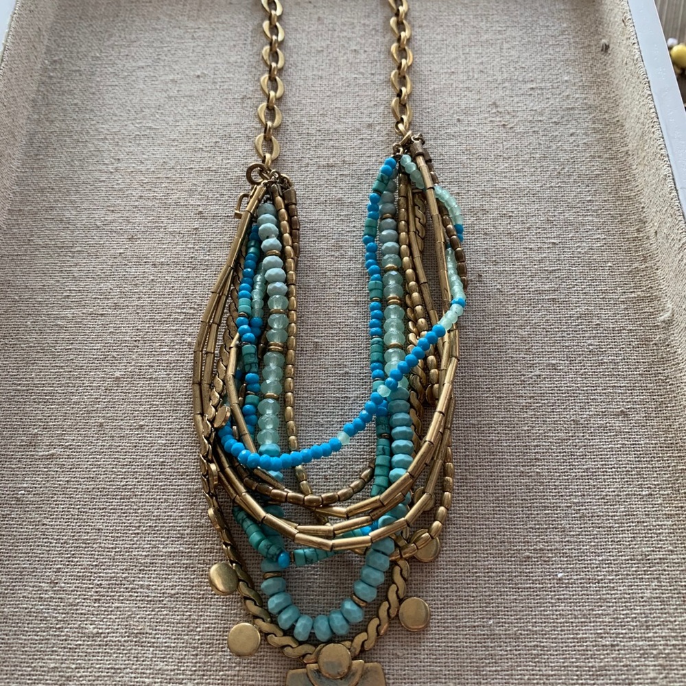 Stella & dot layered gold turquoise necklace